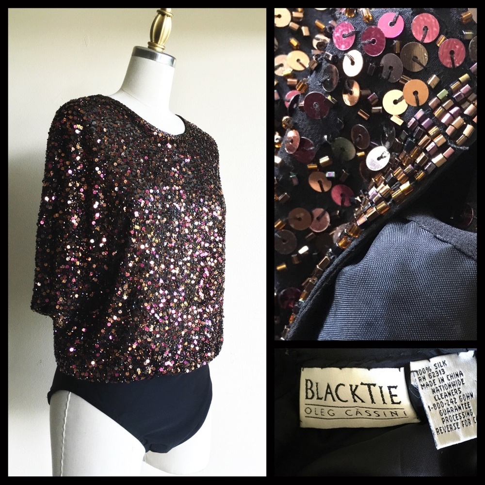 Flash Sale! Vintage Oleg Cassini sequin body suit. - Picture 4 of 5